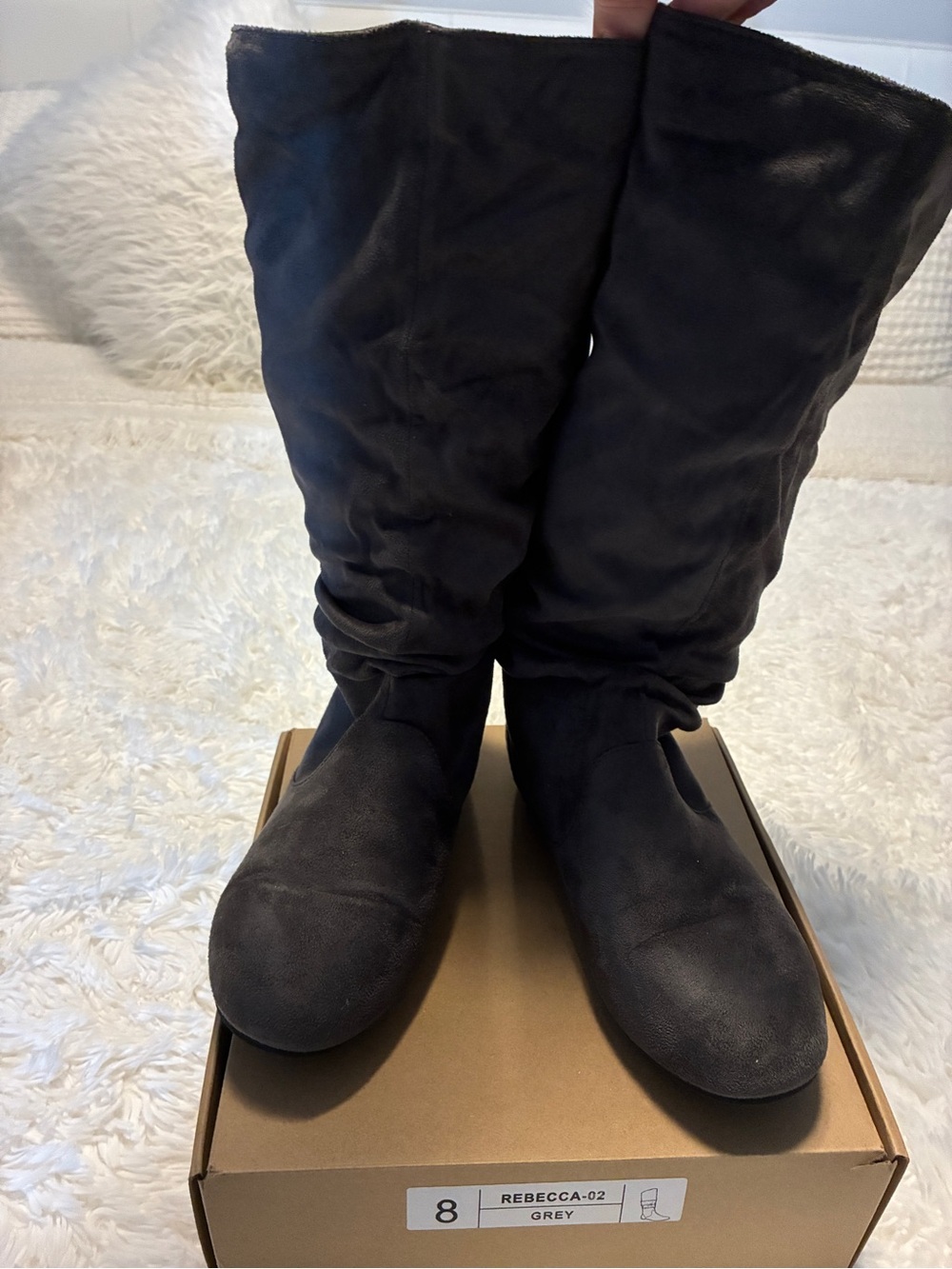 Journee Collection Grey Slouchy Knee-High Winter Boots